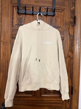 Jacquemus Cream Logo Pullover Hoodie